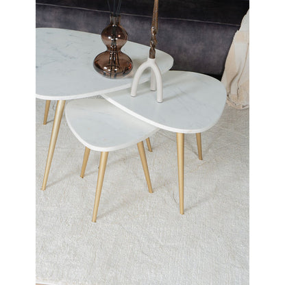 Salontafel Milou – Marmer – 40 cm – Goud