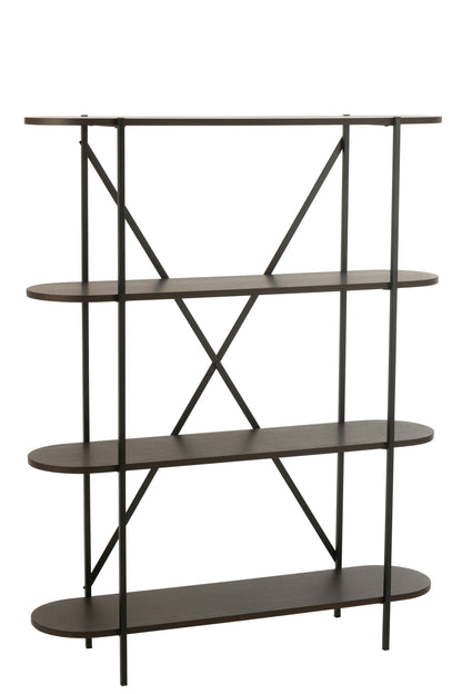 Plank Ovaal Mdf/Metaal Donkerbruin