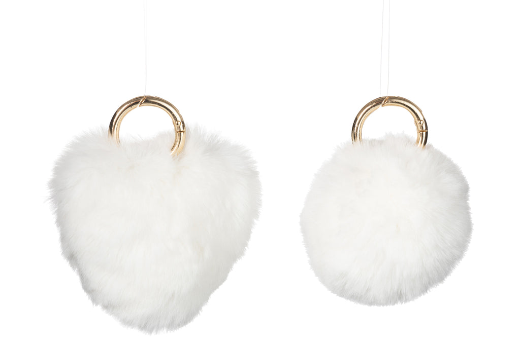 Sleutelhanger Bal/Hart Acryl Ivoor Assortiment Van 2