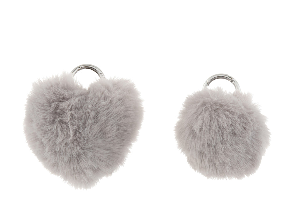 Sleutelhanger Bal/Hart Acryl Lichtgrijs Assortiment Van 2