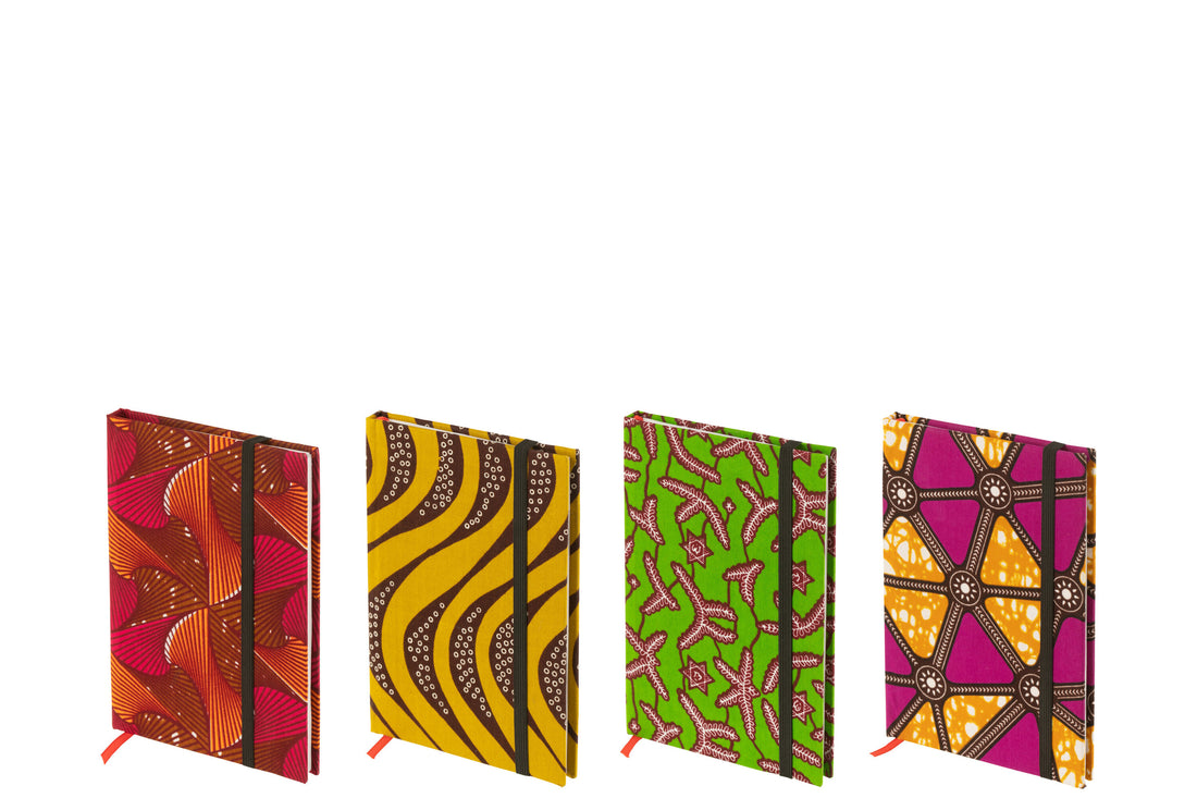 Notitieboek A5 Patroon Papier/Stof Mix Kleine Assortiment Van 4