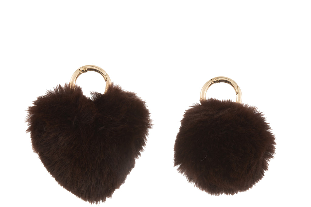 Sleutelhanger Bal/Hart Acryl Rood/Bruin Assortiment Van 2