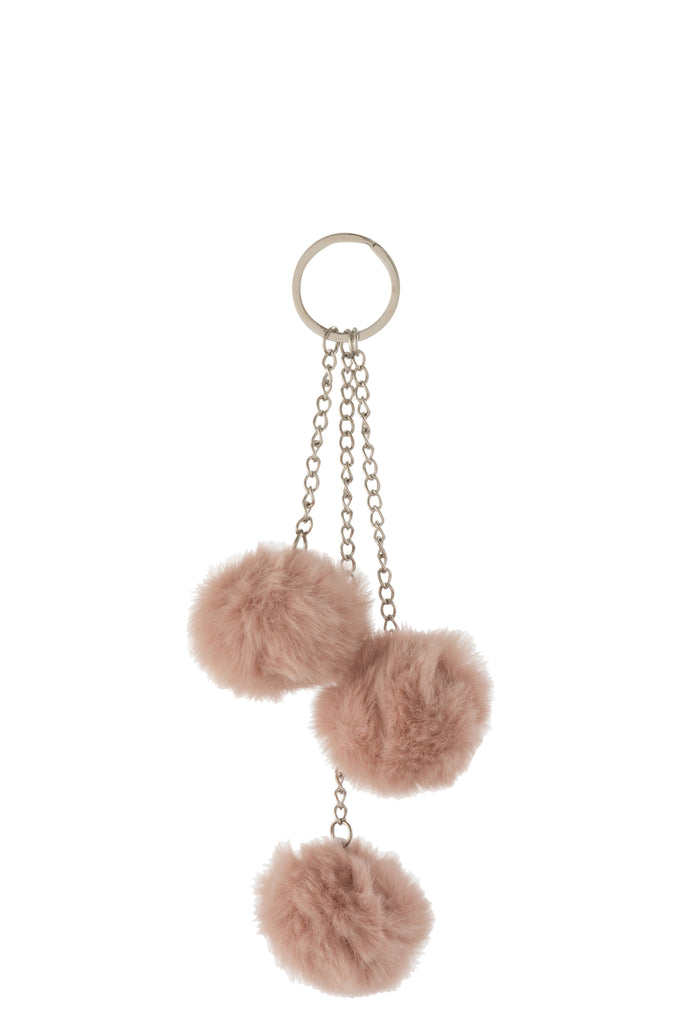 Sleutelhanger 3 Ballen Textiel Roze