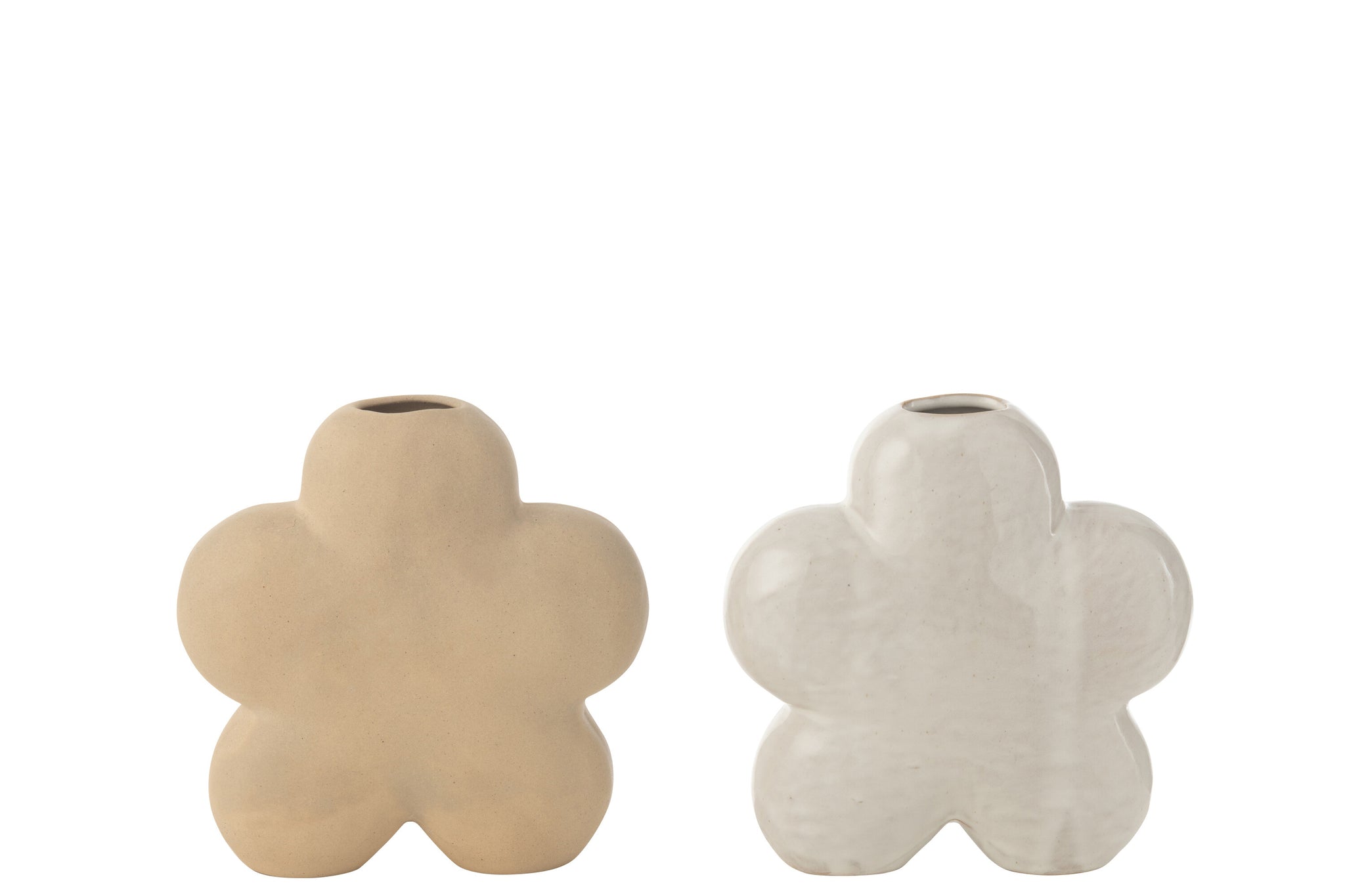 Vaas Bloem Porselein Wit/Beige Groot Assortiment Van 2