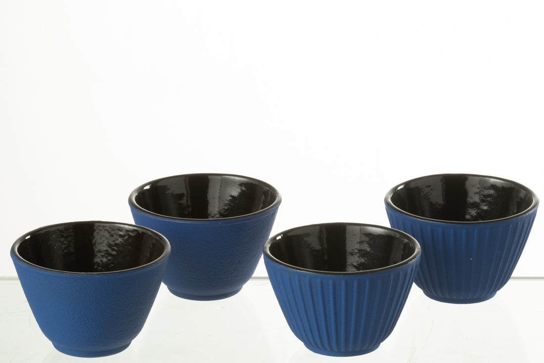 Doos van 2 theekopjes metaal donkerblauwe assortiment 2