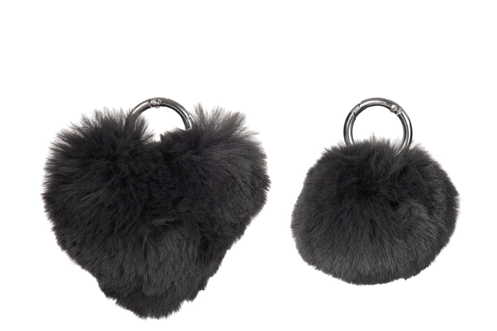 Sleutelhanger Bal/Hart Acryl Grijs Assortiment Van 2