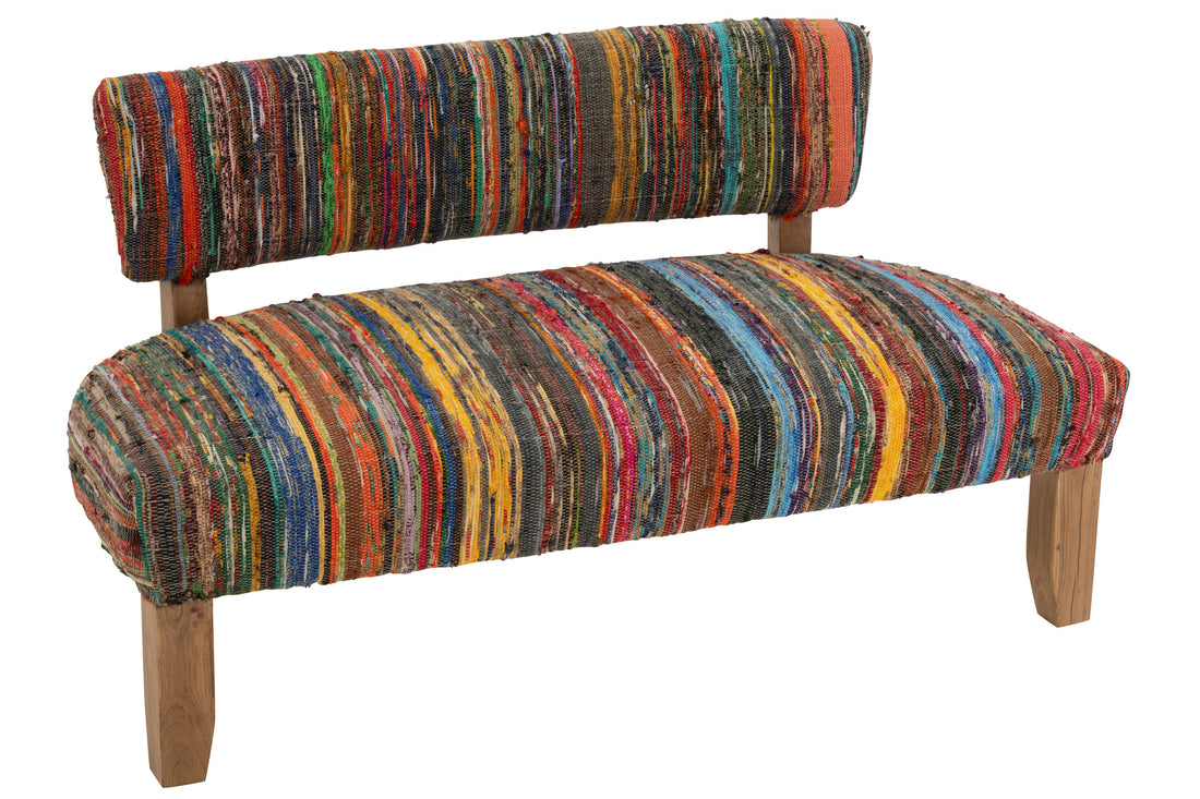 Bank 2 Personen Chindi Hout/Textiel Mix