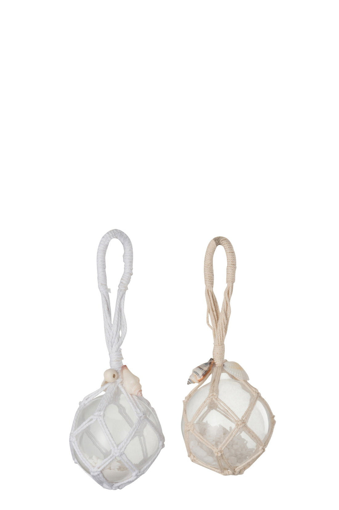 Bal Deco Hanger Glas Wit/Beige Assortiment Van 2
