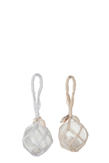 Bal Deco Hanger Glas Wit/Beige Assortiment Van 2
