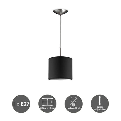 hanglamp Tube Deluxe, E27, zwart, 20cm