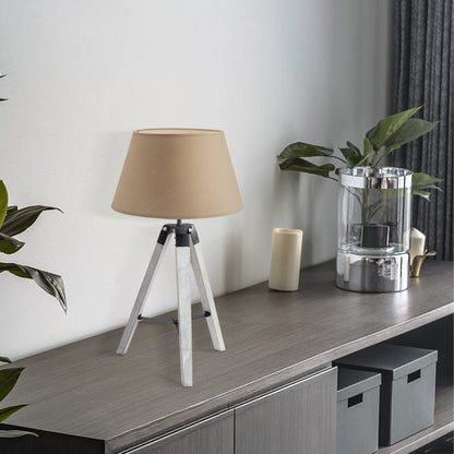 Tafellamp Largo - Wit Lampvoet en taupe