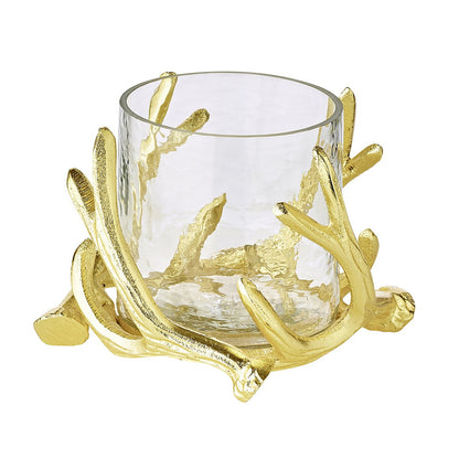 EDZARD lantaarn Kingston, gewei design, aluminium, goudkleurig, met glas, hoogte 10 cm, ø 15 cm