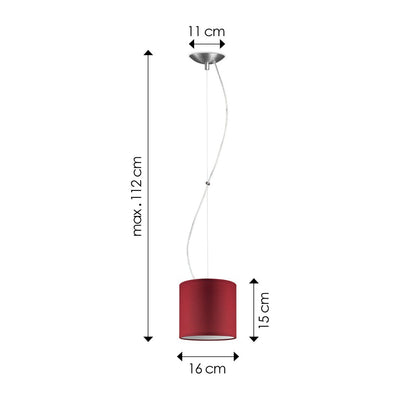 hanglamp Deluxe met lampenkap, E27, rood, 16cm