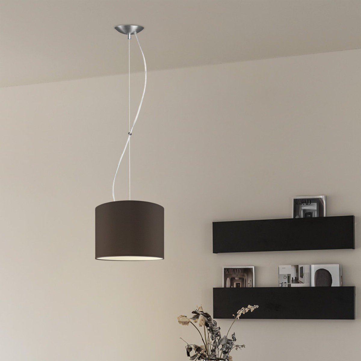 hanglamp Deluxe met lampenkap, E27, chocolade, 25cm