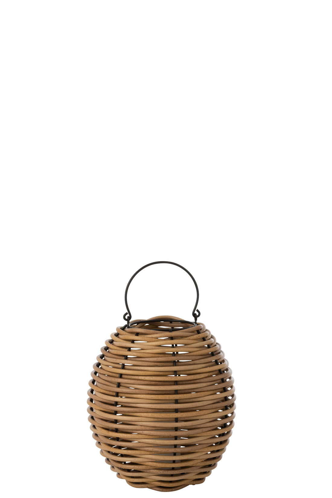 J-Line lantaarn Gewoven - kunststof - naturel - LED lichtjes - klein