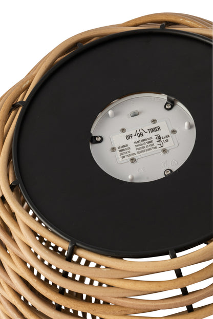 Lantaarn Geweven Led Plastic Natuurlijk Middelgroot