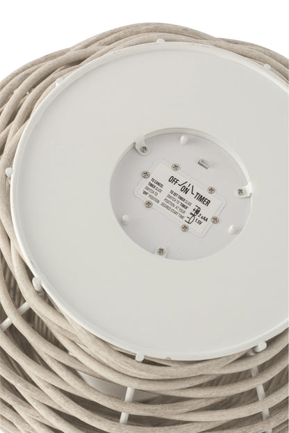 J-Line lantaarn Gewoven - kunststof - wit - LED lichtjes - klein