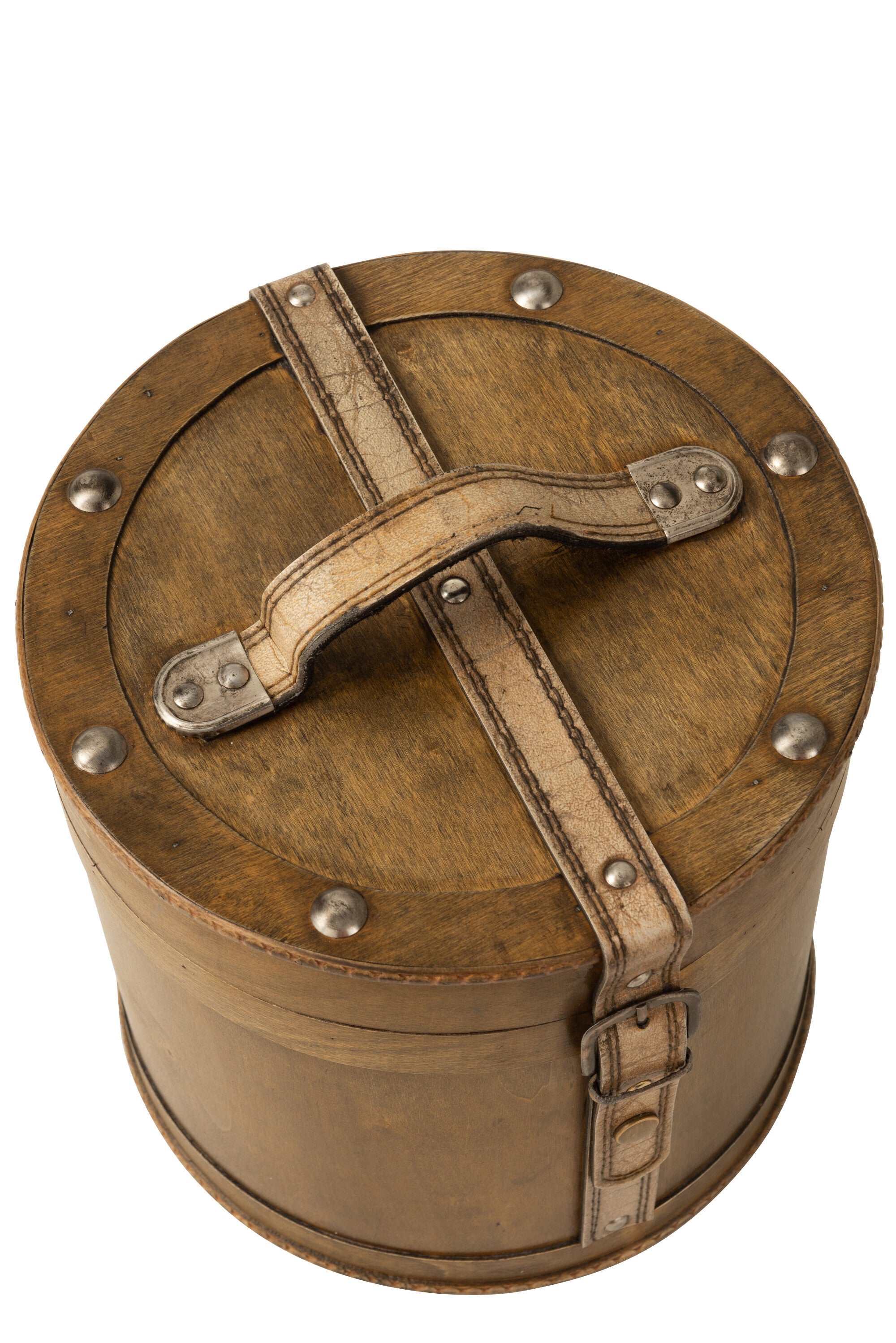 J-Line Set Van 2 Koffers Rond Hout Beige