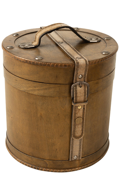 J-Line Set Van 2 Koffers Rond Hout Beige