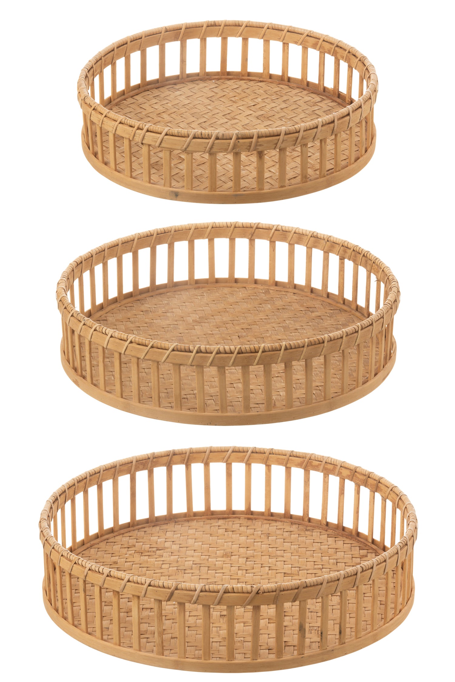 J-Line Set Van 3 Plateau Rond Bamboe Naturel