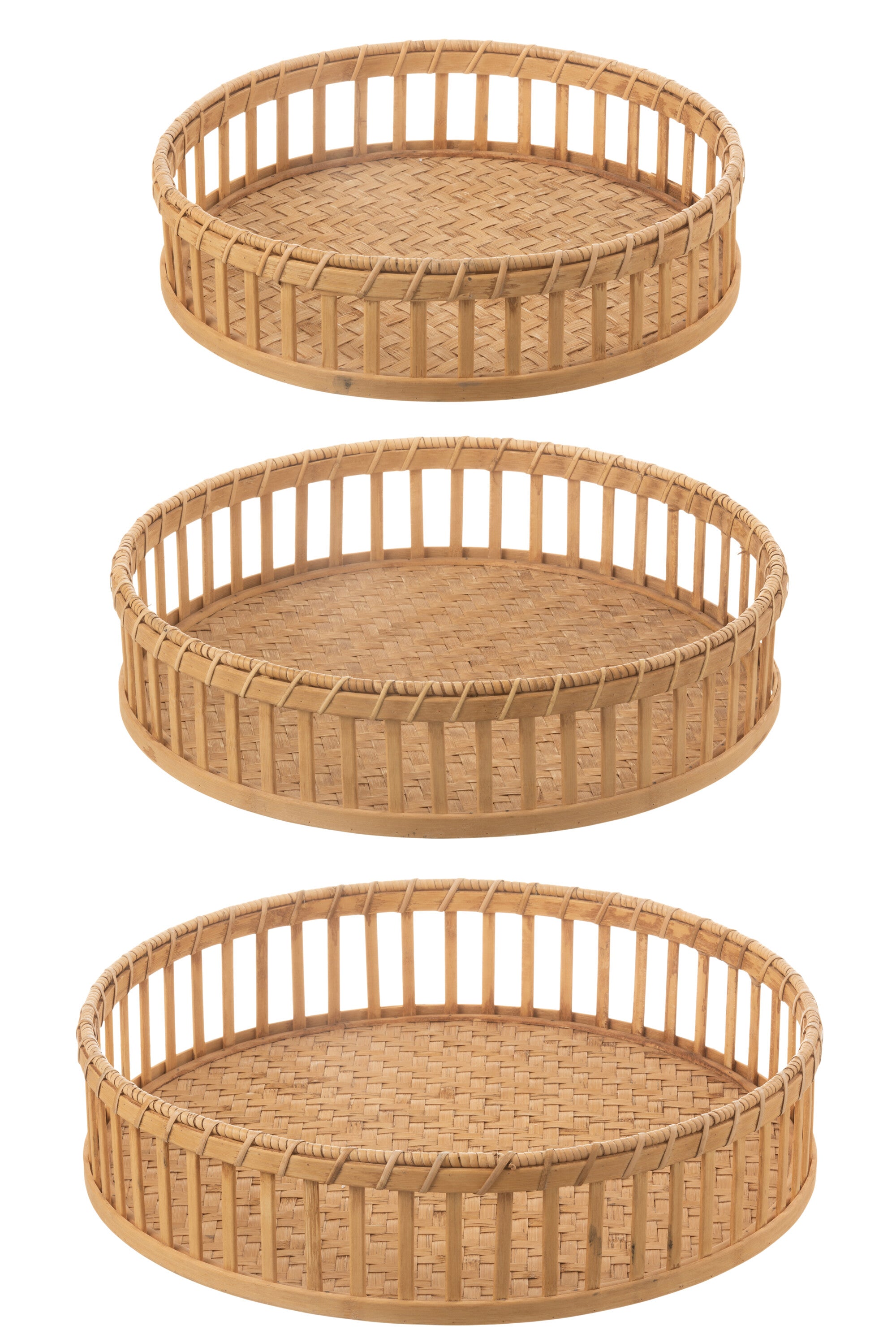 J-Line Set Van 3 Plateau Rond Bamboe Naturel