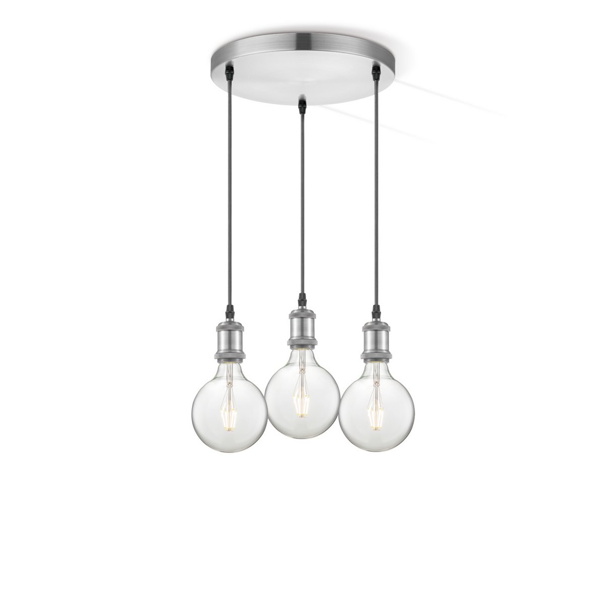 hanglamp chroom rond 3L G180 dimbaar E27 helder