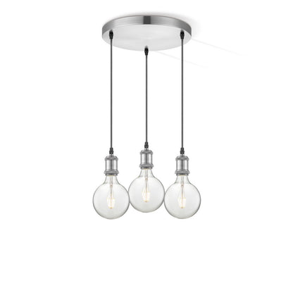 hanglamp chroom rond 3L G180 dimbaar E27 helder