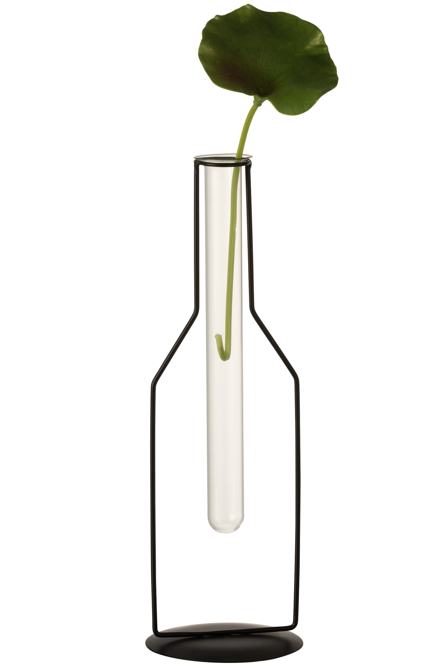 J-Line Vaasje 1 Tube Fles Metaal/Glas Zwart Large - 33.00 cm hoog