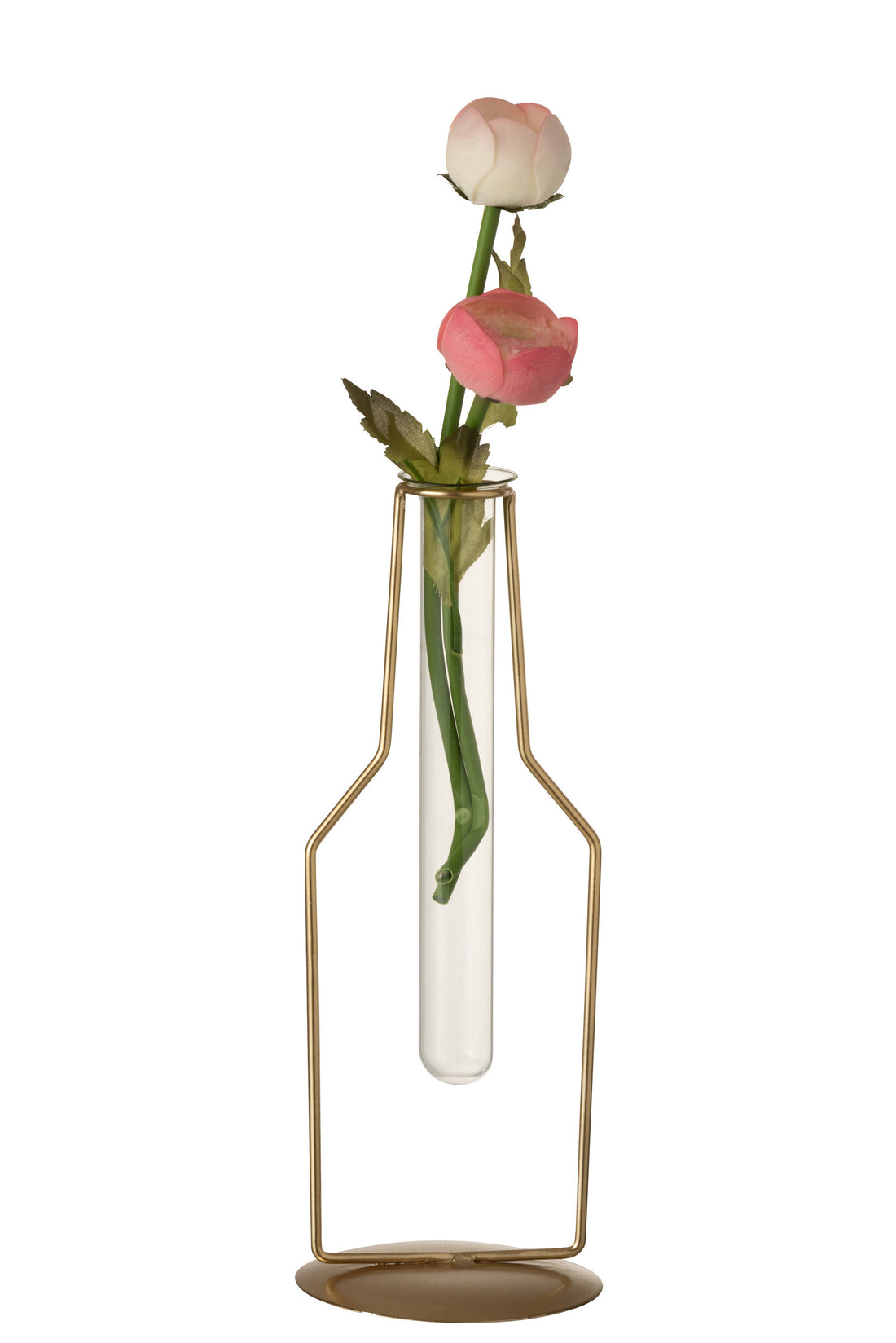 J-Line Vaasje 1 Tube Fles Metaal/Glas Goud Small - 26.00 cm hoog