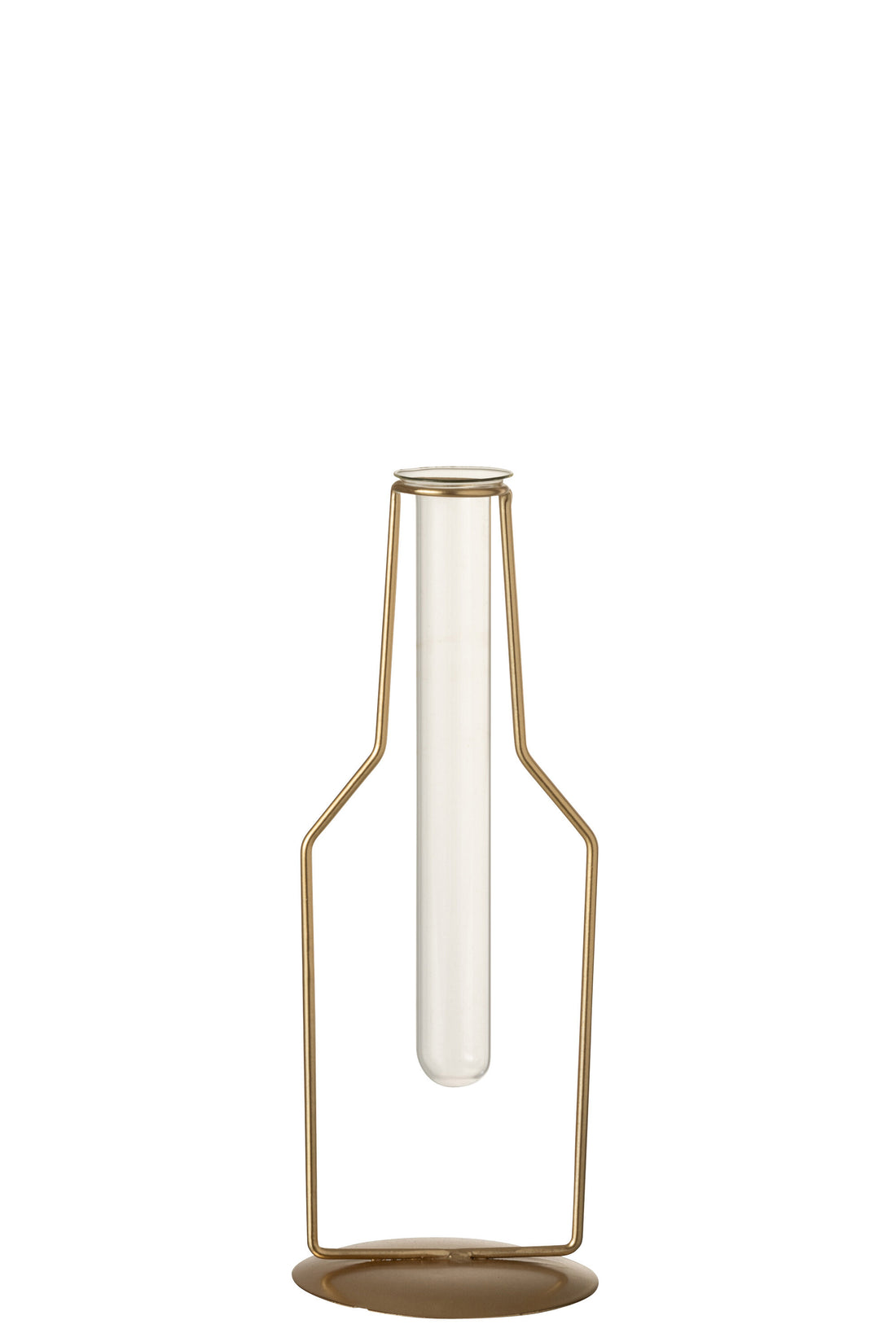 J-Line Vaasje 1 Tube Fles Metaal/Glas Goud Small - 26.00 cm hoog