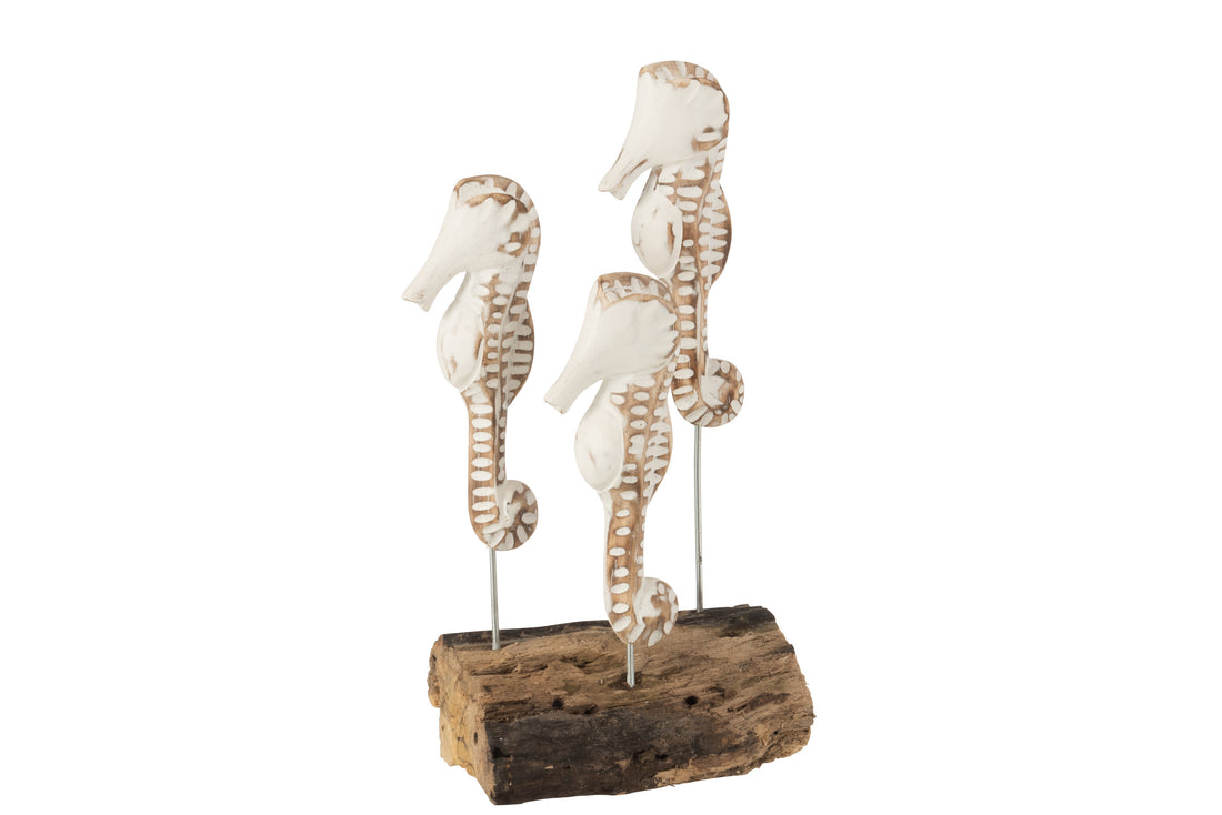 Zeepaard 3 Te Voet Alabasia Hout Wit/Natuurlijk