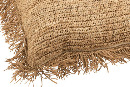 J-Line Kussen Vierkant Raffia Naturel Large