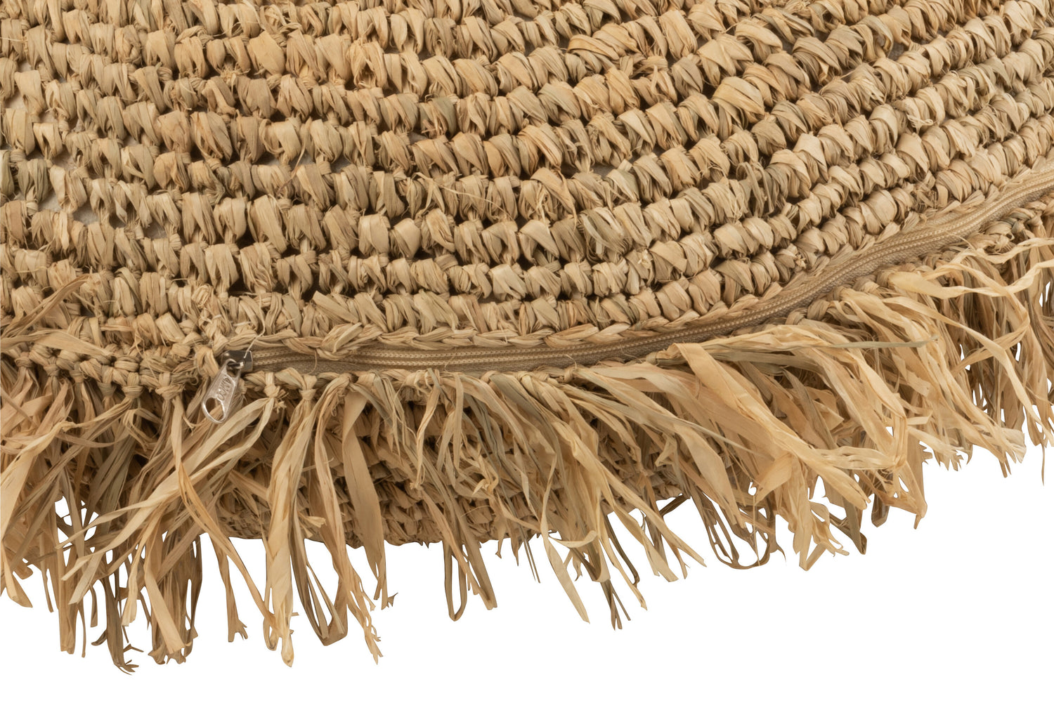 J-Line Kussen Rond Raffia Naturel