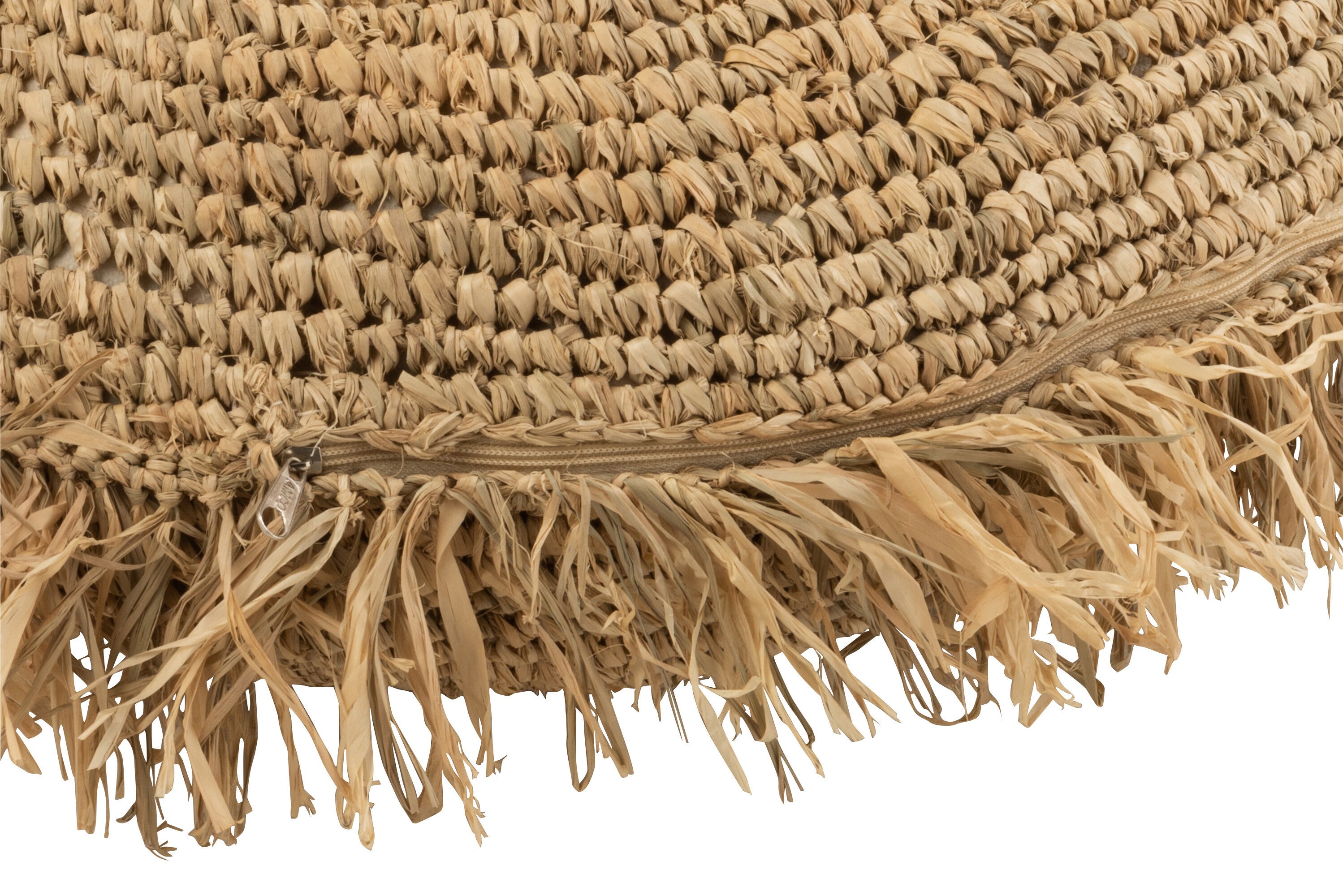 J-Line Kussen Rond Raffia Naturel