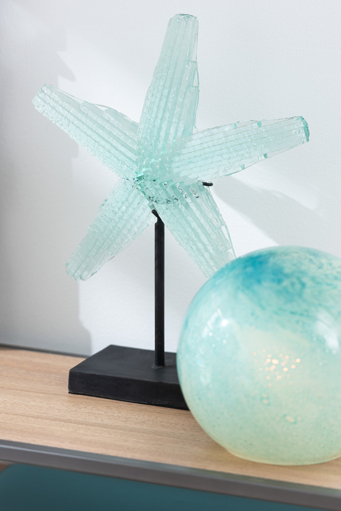 Zeester Op Voet Gerecycled Glas Transparant Klein