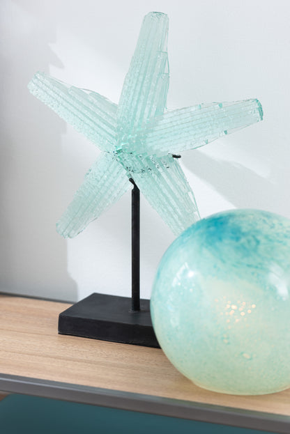 Zeester Op Voet Gerecycled Glas Transparant Klein