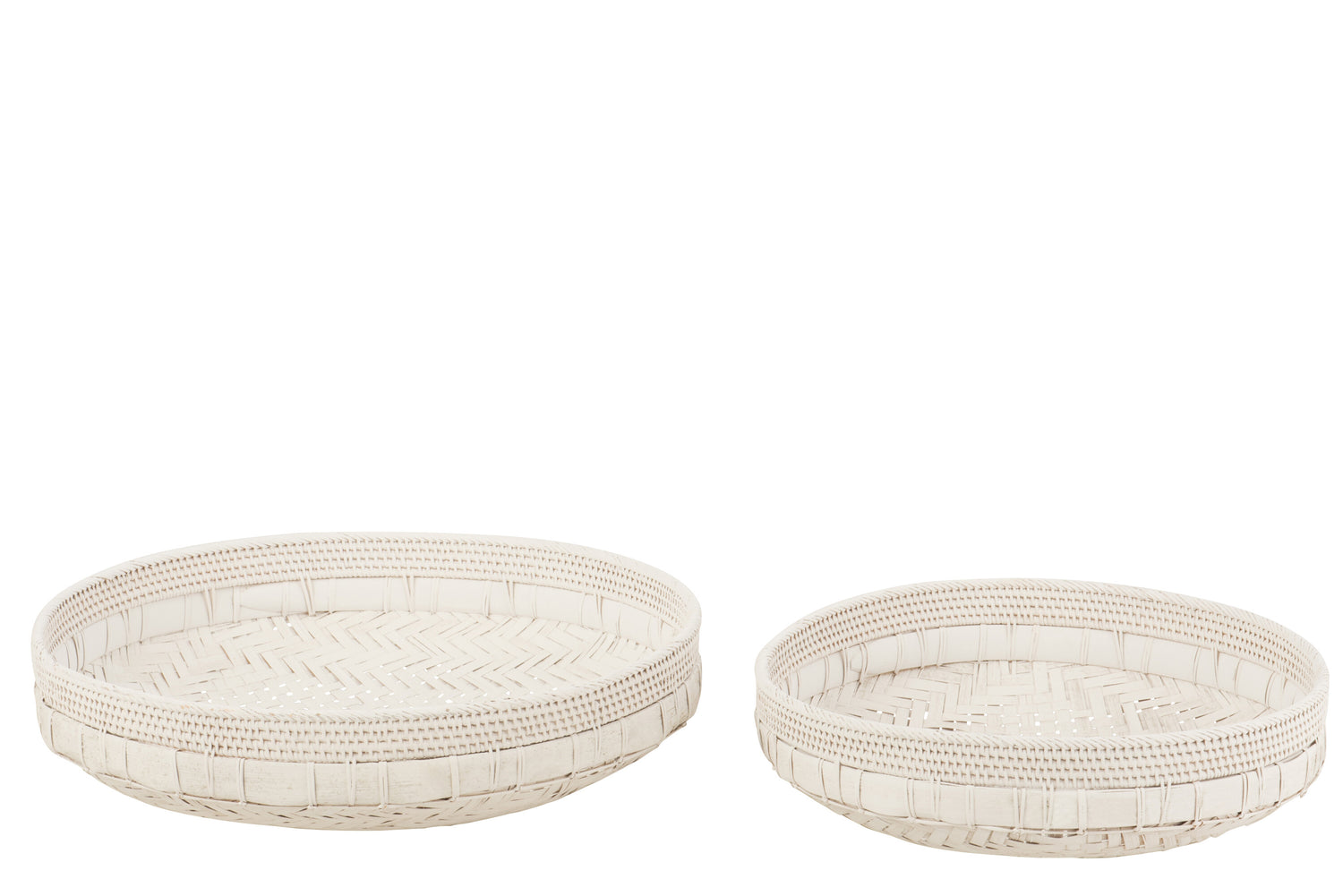 J-Line Set Van 2 Schalen Rond Rotan Wit