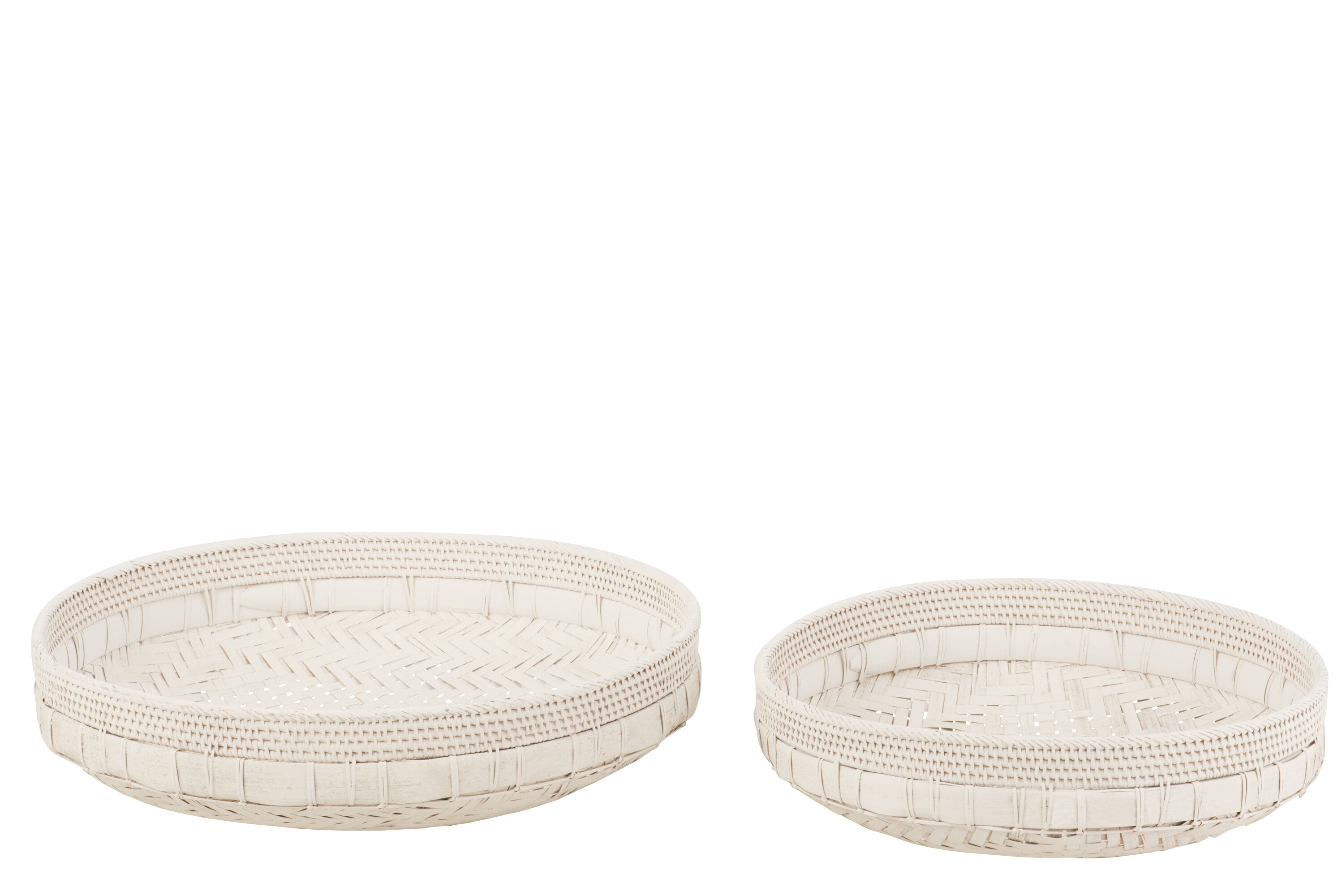 J-Line Set Van 2 Schalen Rond Rotan Wit