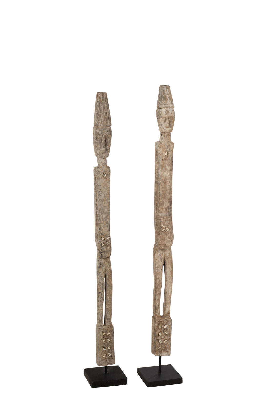 Beeld Te Voet Kali Alabasia Hout Grijs Medium Assortiment Van 2