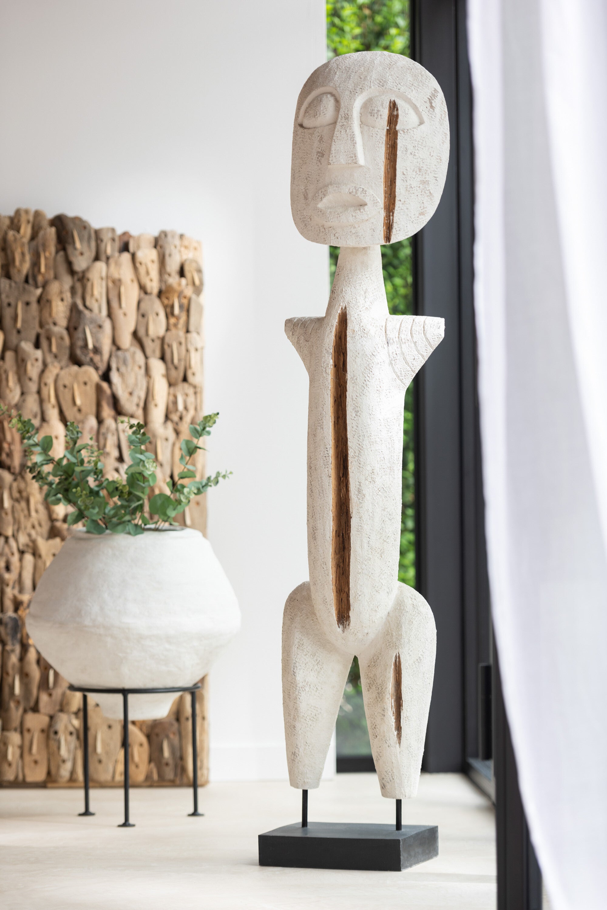 Figuur Primitief Alabasia Hout Wit Extra Groot