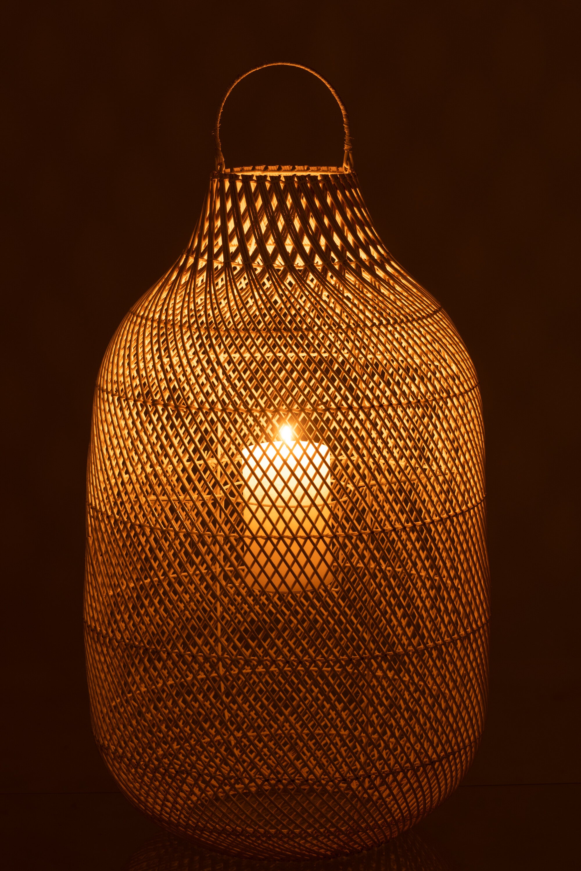 Lantaarn Cilinder Xl Rotan Wit