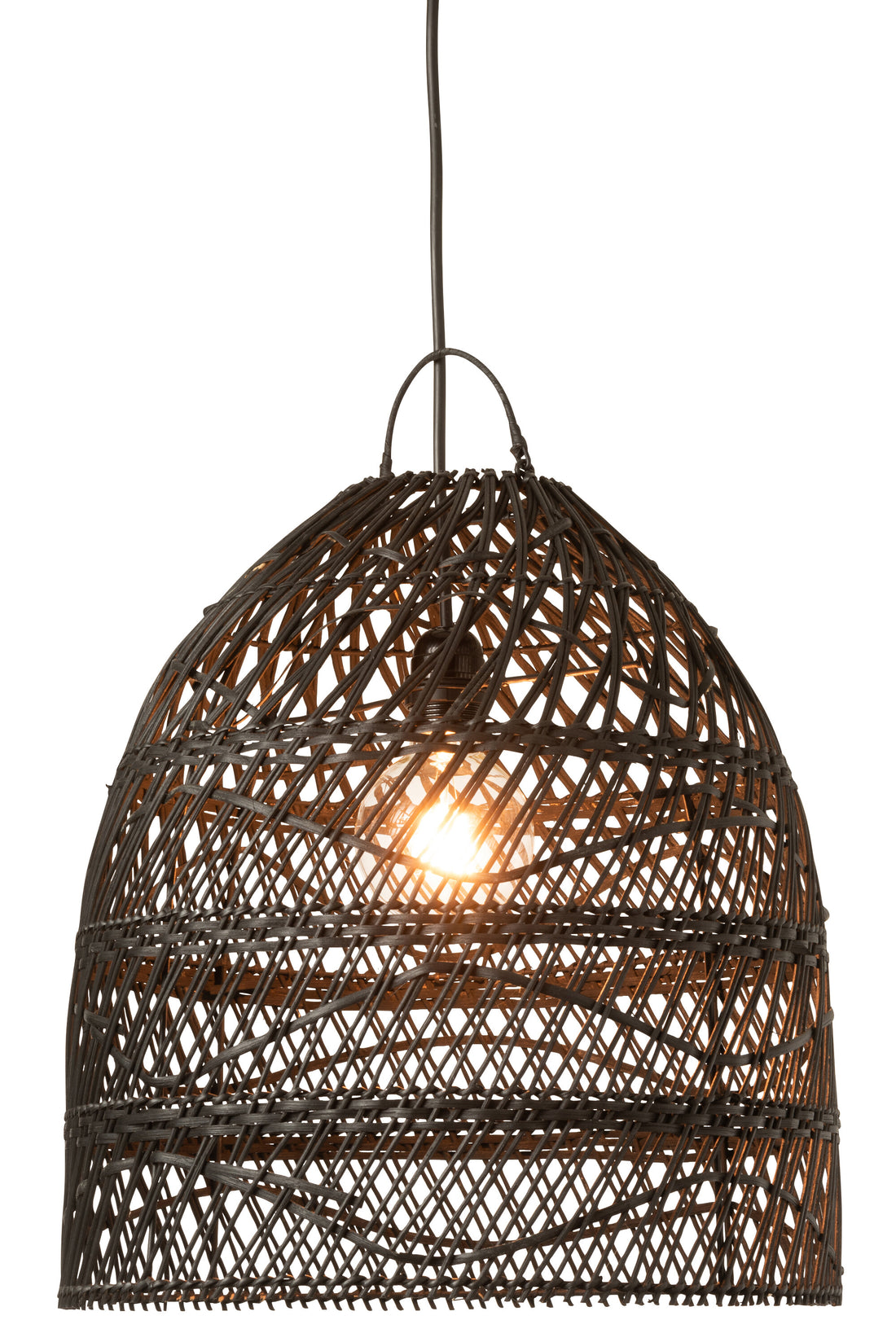 J-Line Lampkap Golven Rotan Zwart