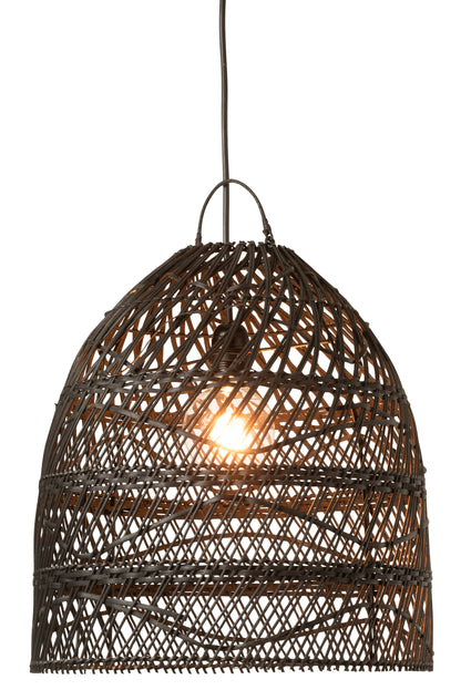 J-Line Lampkap Golven Rotan Zwart