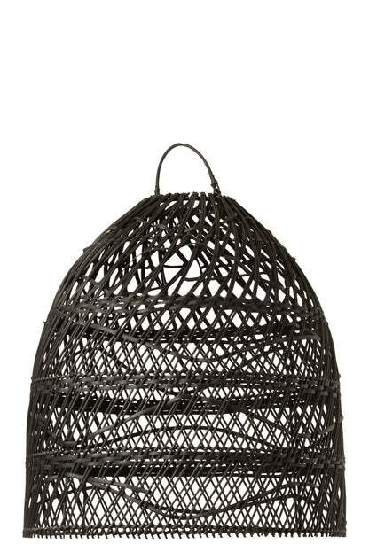 J-Line Lampkap Golven Rotan Zwart