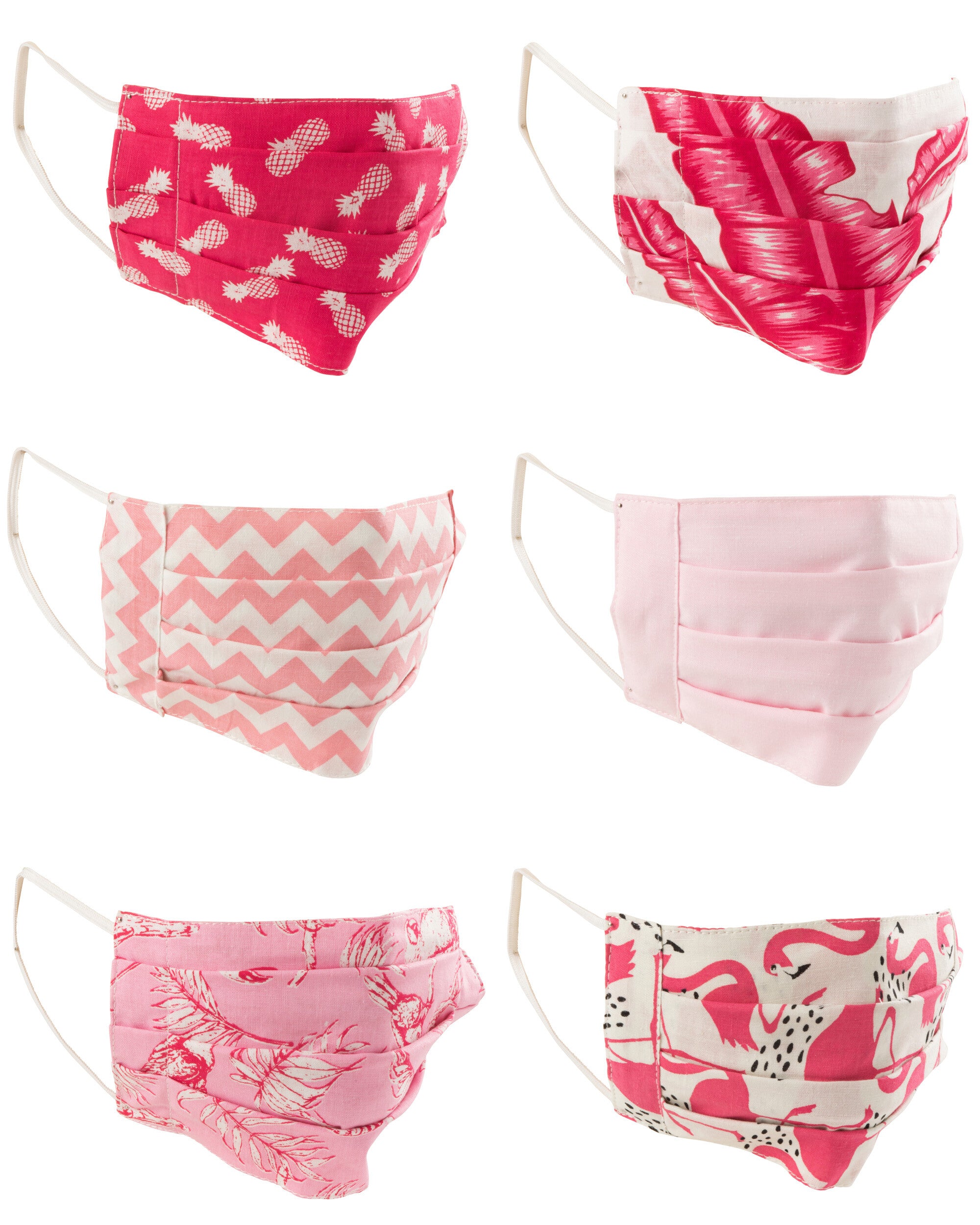 Zak met 7 mondkapjes patronen katoen roze