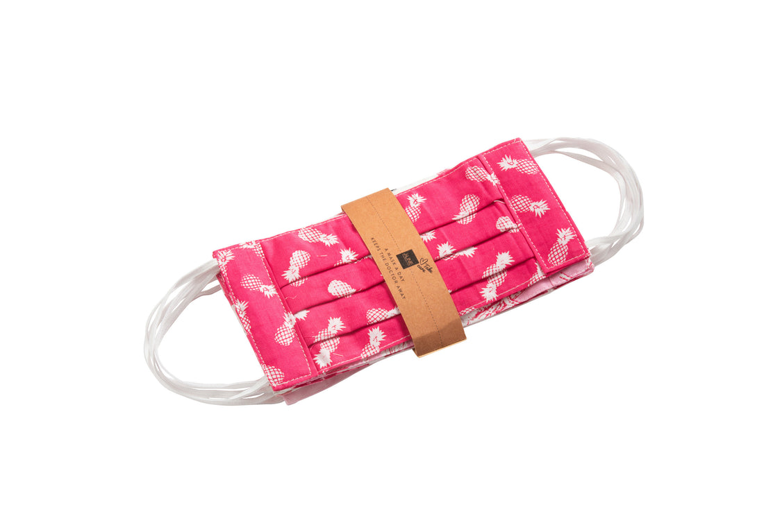 Zak met 7 mondkapjes patronen katoen roze