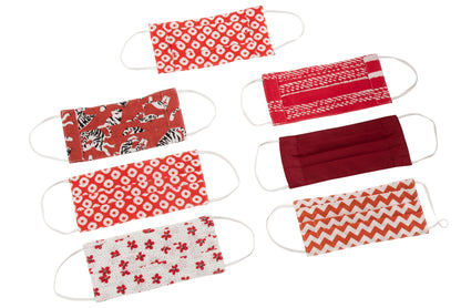 Zak met 7 mondkapjes patronen katoen rood