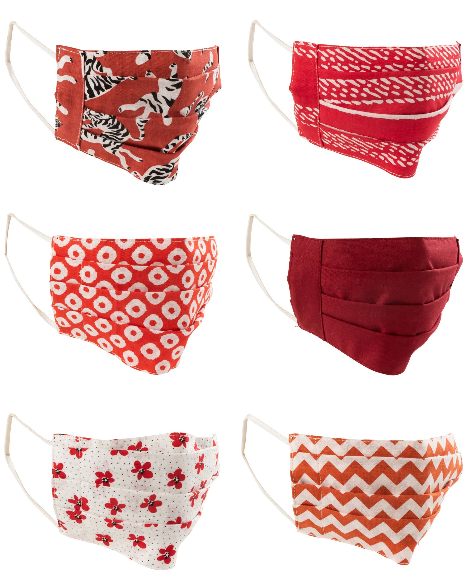 Zak met 7 mondkapjes patronen katoen rood
