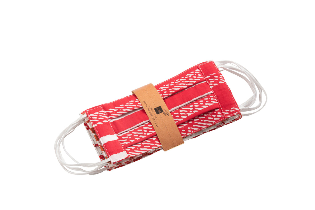 Zak met 7 mondkapjes patronen katoen rood