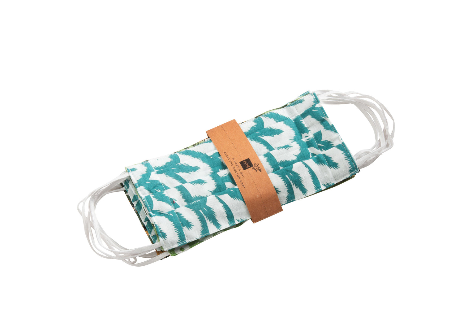 Zak met 7 mondkapjes patronen katoen groen